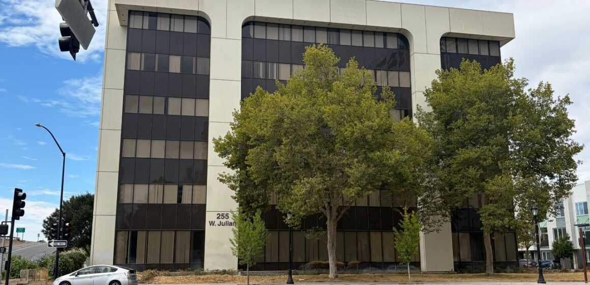 Big Arts Building Local Color The exterior of a multistory building in San Jose, California