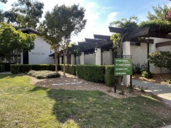 The exterior of city hall in Gilroy, California